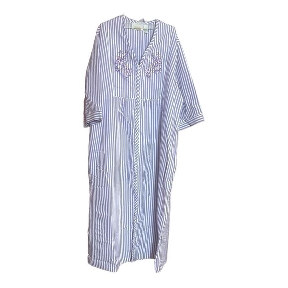 Collections etc Nightgown sleep wear striped Pajama womens XL, long 53 in - Picture 1 of 4